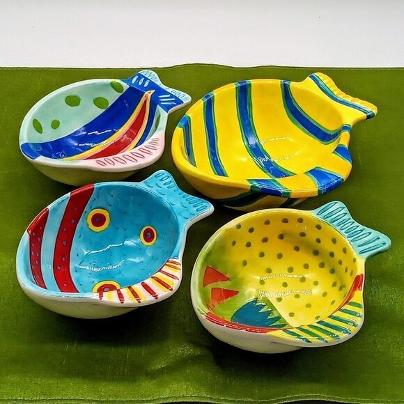 Collection of Boston Warehouse Hand-Painted Ceramic Fish Bowls (4) - Picture 1 of 7